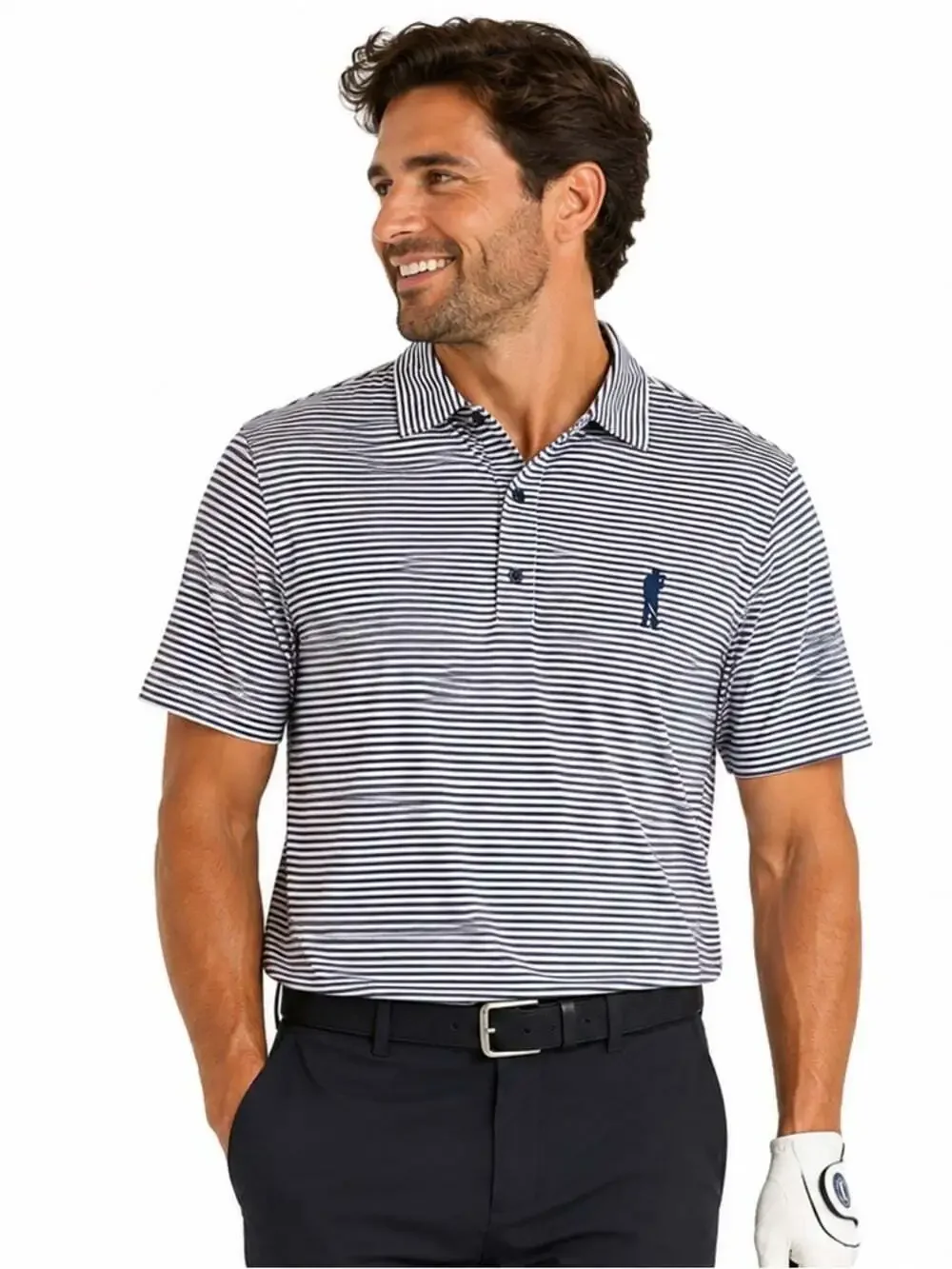 U Suck At Golf Polo Shirt Mens size XL Blue Striped Short Sleeve Preppy Office